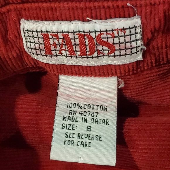 Vintage 90s Dark Red Corduroy Modest Babydoll Midi Shirt Dress Pockets 6 8 - Picture 8 of 10